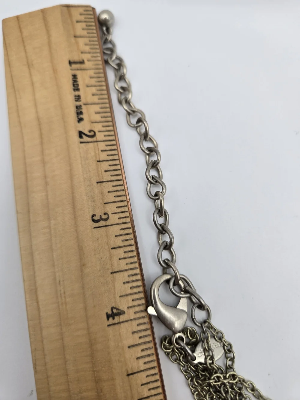 Chico's Long Cream Tan Silver Multi-Bead Pendant Necklace Tribal Ethnic Boho